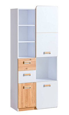 Lorento L7 Tall Cabinet - Contemporary Elegance, White Matt & Oak Nash, H1880mm W800mm D400mm