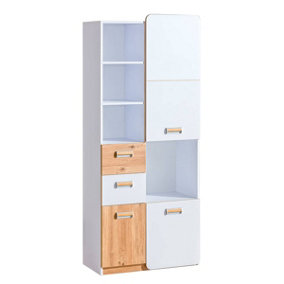 Lorento L7 Tall Cabinet - Contemporary Elegance, White Matt & Oak Nash, H1880mm W800mm D400mm