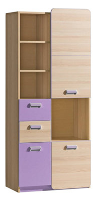 Lorento L7 Tall Cabinet - Sleek and Chic, Ash Coimbra & Violet, H1880mm W800mm D400mm