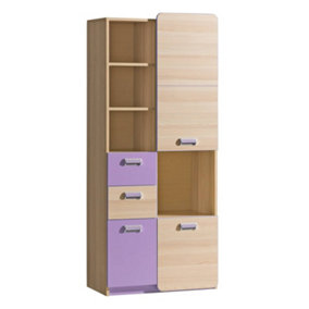 Lorento L7 Tall Cabinet - Sleek and Chic, Ash Coimbra & Violet, H1880mm W800mm D400mm