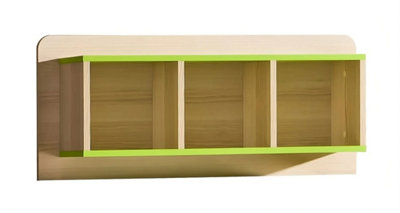 Lorento L9 Wall Shelf - Fun and Functional, Ash Coimbra & Green, H400mm W962mm D220mm