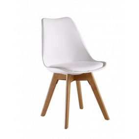 Lorenzo Padded Dining Chair, Tulip Chair for Lounge Office Dining Room Kitchen, Single, White