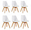 Lorenzo Padded Dining Chairs, Tulip Chair for Lounge Office Dining Room Kitchen, Set of 6, White
