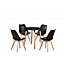 Lorenzo Round Dining Table Set with 4 Chairs, Black Table & Black Chairs