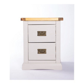 Loreo 2 Drawer Bedside Table Brass Drop Handle