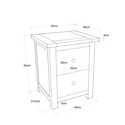 Loreo 2 Drawer Bedside Table Chrome Knob