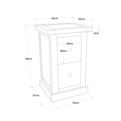 Loreo 2 Drawer Petite Bedside Table Brass Knob