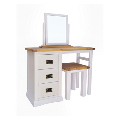 Loreo 3 Drawer Dressing Table Set Brass Drop Handle