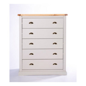 Loreo 5 Drawer Chest of Drawers Brass Cup Handle
