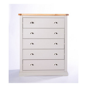 Loreo 5 Drawer Chest of Drawers Chrome Cup Handle