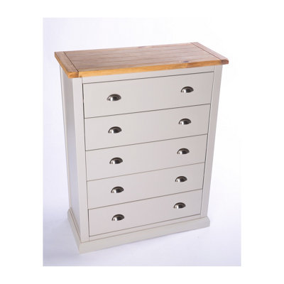 Loreo 5 Drawer Chest of Drawers Chrome Cup Handle