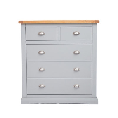 Loreo 5 Drawer Chest of Drawers Chrome Cup Handle