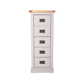 Loreo 5 Drawer Narrow Chest of Drawers Bras Drop Handle