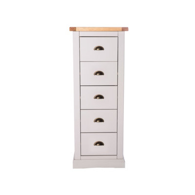 Loreo 5 Drawer Narrow Chest of Drawers Brass Cup Handle DIY at B&Q
