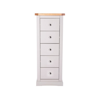 Loreo 5 Drawer Narrow Chest of Drawers Chrome Knob