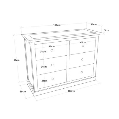Loreo 6 Drawer Chest of Drawers Chrome Cup Handle