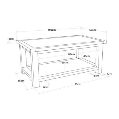 Loreo Light Grey Coffee Table with Shelf