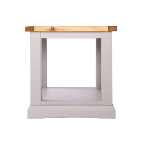Loreo Light Grey Side Table with Shelf