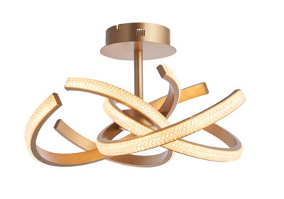 Loretta Gold Contemporary 4 Light Warm White LED Semi Flush Ceiling Pendant