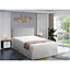 Loria Divan Bed Set with Headboard and Mattress - Plush Fabric, Silver Color, 2 Drawers Right Side