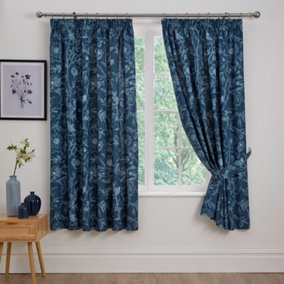Lorie Pair of Pencil Pleat Curtains With Tie-Backs