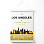 Los Angeles Yellow and Black City Skyline Poster with Hanger / 33cm / White