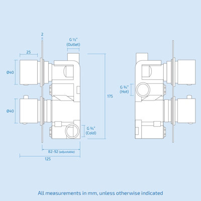 LOTUS BATHROOM CONCEALED THERMOSTATIC SHOWER MIXER ABS SQUARE CHROME HEAD - 4