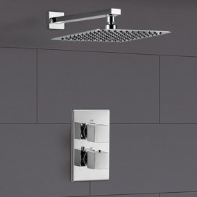 Lotus Square Rain Shower Head with Concealed Thermostatic Mixer Tap