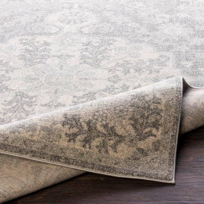 LOU Vintage Traditional Oriental Boho Charcoal Area Rug 200 x 275 cm