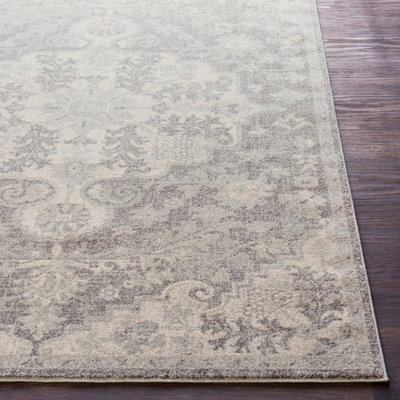 LOU Vintage Traditional Oriental Boho Charcoal Area Rug 200 x 275 cm