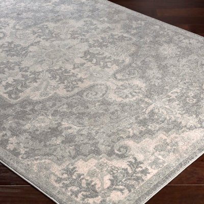 LOU Vintage Traditional Oriental Boho Charcoal Area Rug 200 x 275 cm