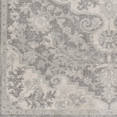 LOU Vintage Traditional Oriental Boho Charcoal Area Rug 200 x 275 cm