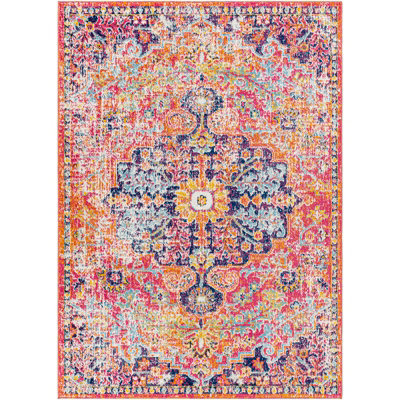 LOU Vintage Traditional Oriental Boho Orange/Dark Blue Area Rug 200 x 275 cm