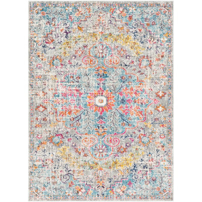 LOU Vintage Traditional Oriental Boho Teal/Beige Area Rug 120 x 170 cm