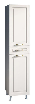 LOUIS 2 Door 1 Drawer Slim Bathroom Cabinet, White