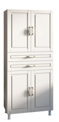 LOUIS 4 Door 2 Drawer Cabinet, White