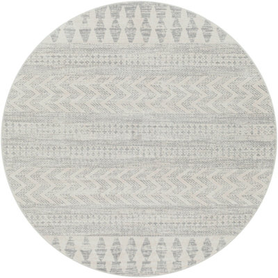 LOUNA Round Scandi Modern Grey/Taupe Area Rug 200 x 200 cm