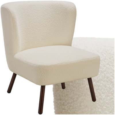 Lounge Chair Robina - padded, bouclé cover, curved, extra-wide backrest - white