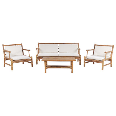 Lounge Set 4 Seater Bamboo Wood Light Wood RICCIONE | DIY at B&Q