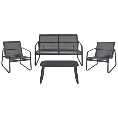 Lounge Set 4 Seater Steel Black BARREA | DIY at B&Q