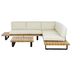 Lounge Set 5 Seater FSC Certified Acacia Wood Off-White MYKONOS