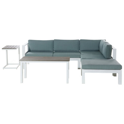 Lounge Set 5 Seater Left Hand Aluminium Green MESSINA | DIY at B&Q