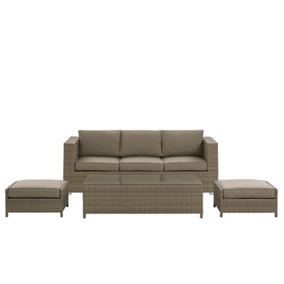 Lounge Set 5 Seater PE Rattan Brown BELLUNO