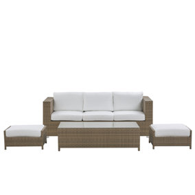 Lounge Set 5 Seater PE Rattan White BELLUNO