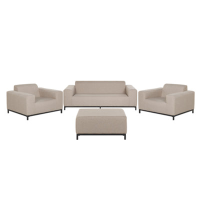 Lounge Set 5 Seater Polyester Beige ROVIGO