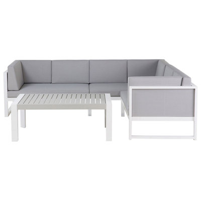 Lounge Set 6 Seater Aluminium White CASTELLA