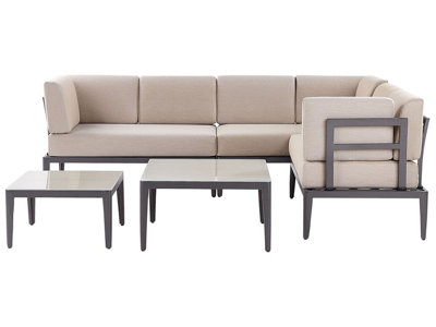 Lounge Set 6 Seater Left Hand Aluminium Beige RIMA III