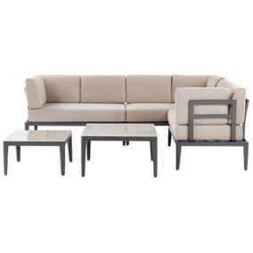 Lounge Set 6 Seater Left Hand Aluminium Beige RIMA III