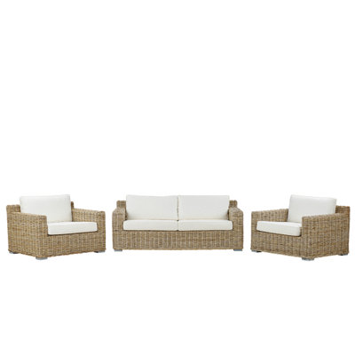 Lounge Set ARDEA Rattan Light Brown 4 Seater