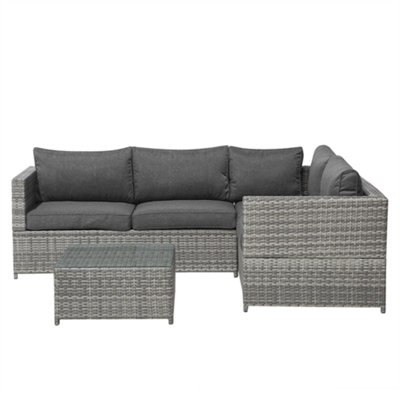 Lounge Set AVOLA PE Rattan Grey Left Hand 4 Seater